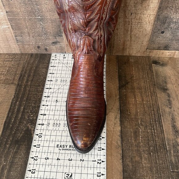 Dan Post Brown Teju Lizard Vibram Sole Moto Cowboy Boots Mens 9.5 D - Picture 6 of 12